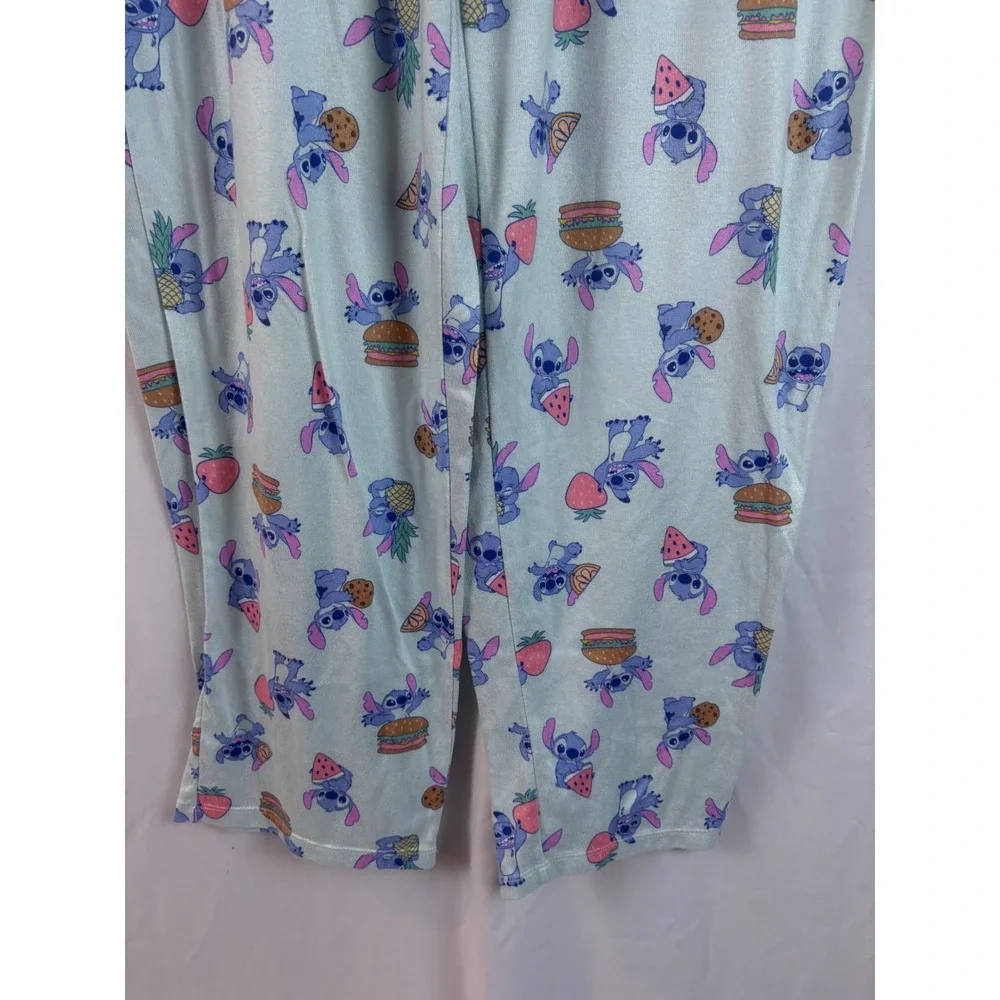 Disney Stitch Pajama Pants Lounge Sleepwear‎ Bottoms Light Blue Cartoon Print - Picture 5 of 8